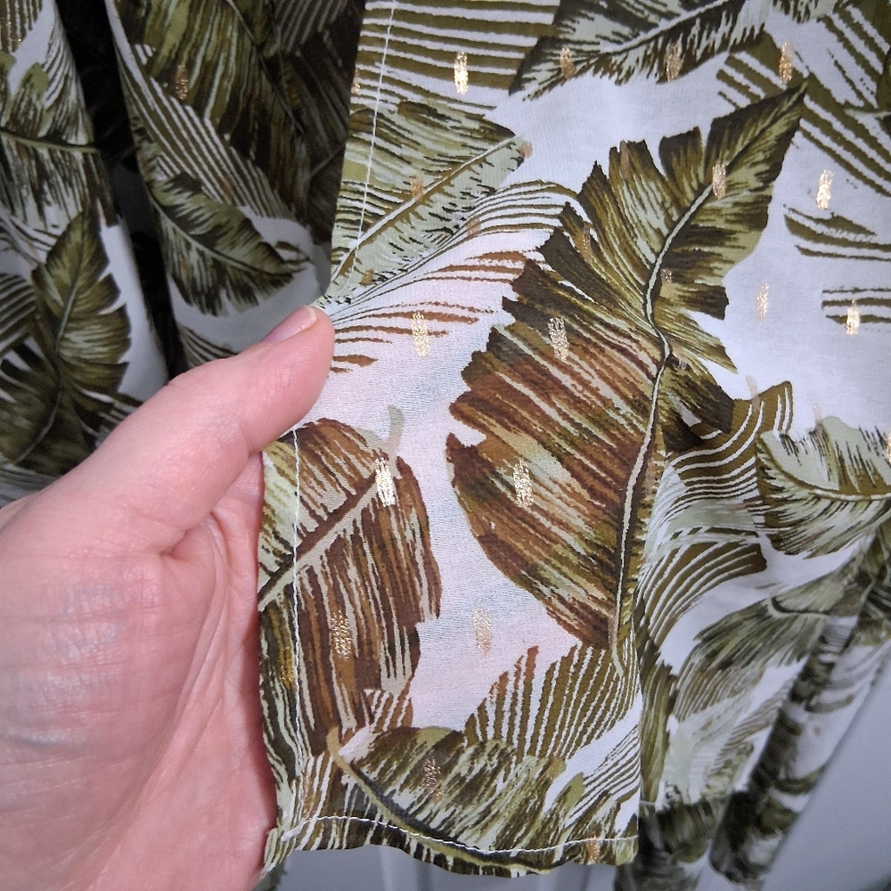 Kimono Duster Tropical Print Botanical Palm Leaves Long Length Gypsy Moondust - Picture 10 of 17